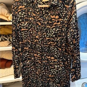 KAFFE Black and Brown Long Sleeve Dress